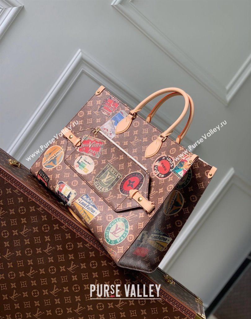 Louis Vuitton OnTheGo Voyage Tote bag in Monogram Canvas with Vintage Hotel Labels M47147 2024 (KI-240521019)