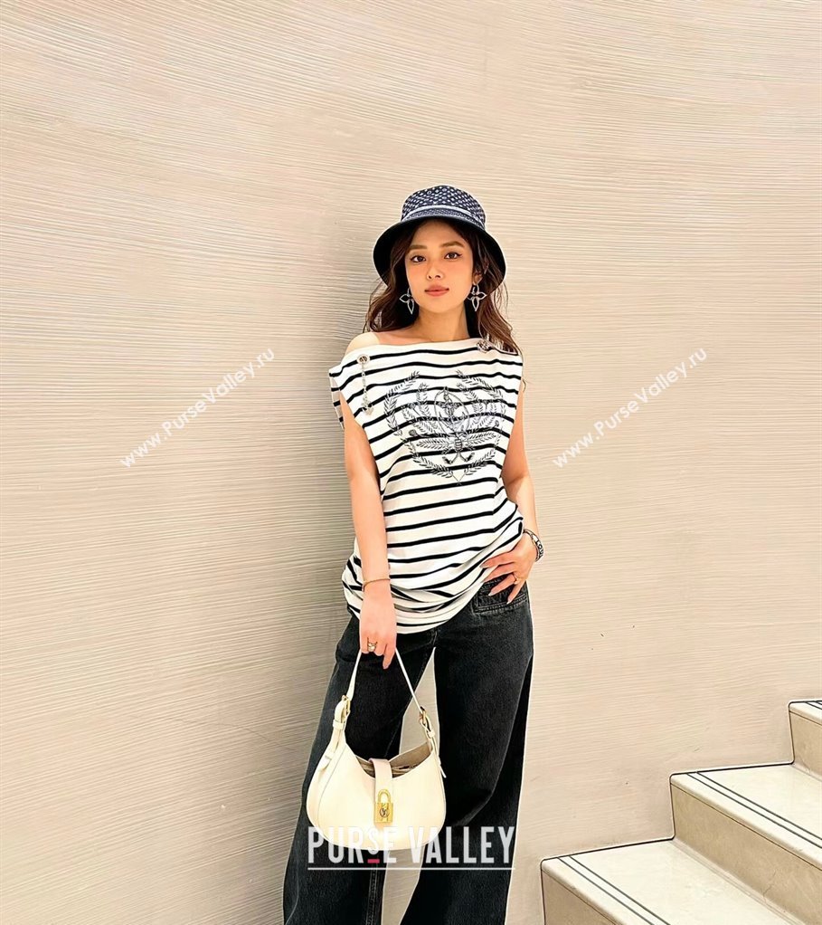 Louis Vuitton Low Key Shoulder Bag in Grained Calfskin M24990 Quartz White 2024 (KI-240521030)