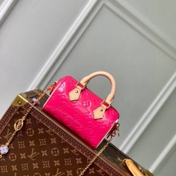 Louis Vuitton Nano Speedy Mini Bag in Monogram Vernis Leather M83273 Dark Pink 2024 (KI-240521031)