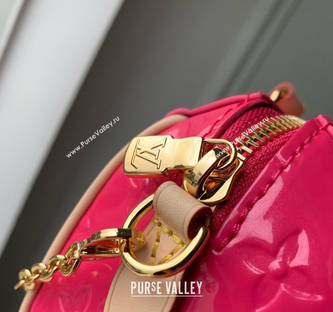 Louis Vuitton Nano Speedy Mini Bag in Monogram Vernis Leather M83273 Dark Pink 2024 (KI-240521031)