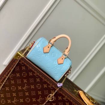 Louis Vuitton Nano Speedy Mini Bag in Monogram Vernis Leather M83000 Sky Blue 2024 (KI-240521032)