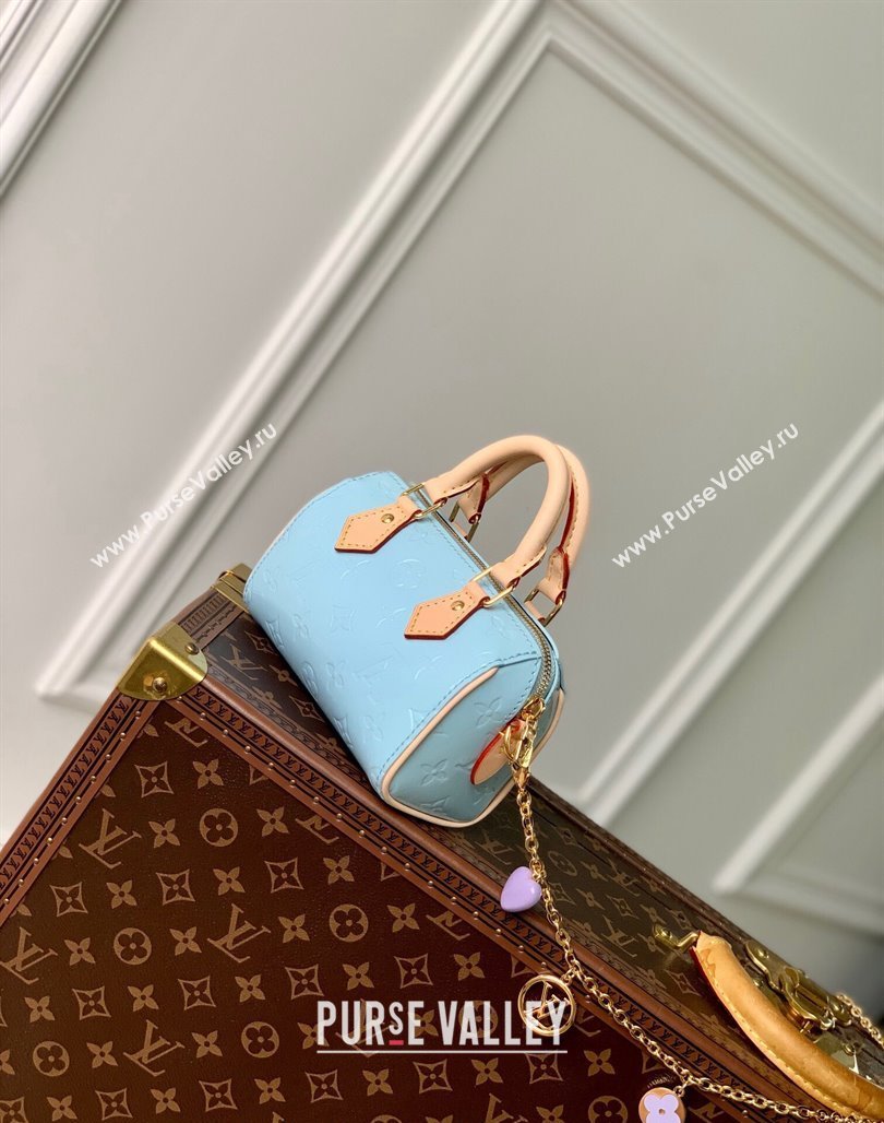 Louis Vuitton Nano Speedy Mini Bag in Monogram Vernis Leather M83000 Sky Blue 2024 (KI-240521032)