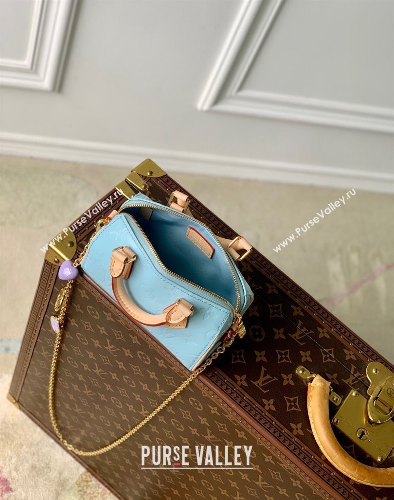 Louis Vuitton Nano Speedy Mini Bag in Monogram Vernis Leather M83000 Sky Blue 2024 (KI-240521032)