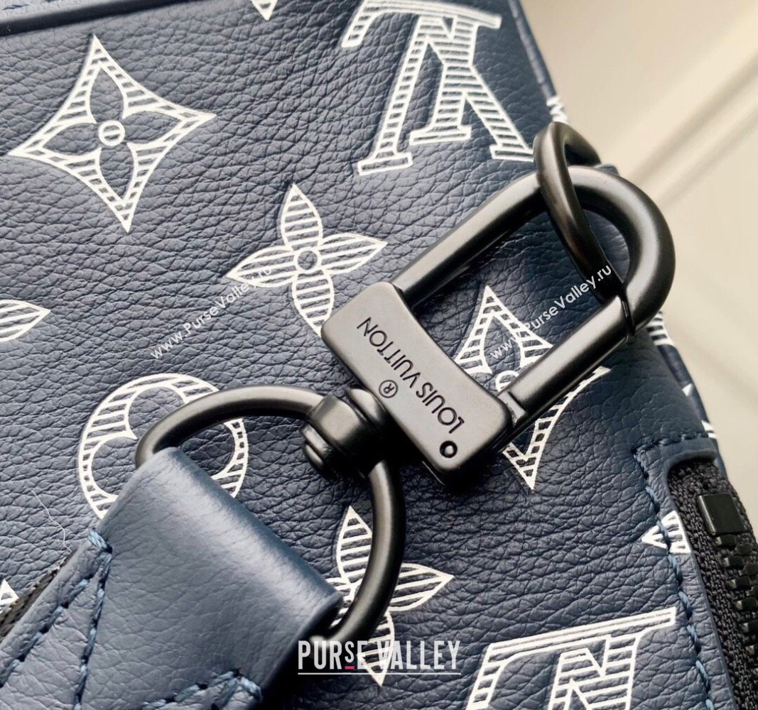 Louis Vuitton Duo Slingbag bag in Monogram Shadow Calfskin M24751 Ink Blue/White 2024 (KI-240520027)