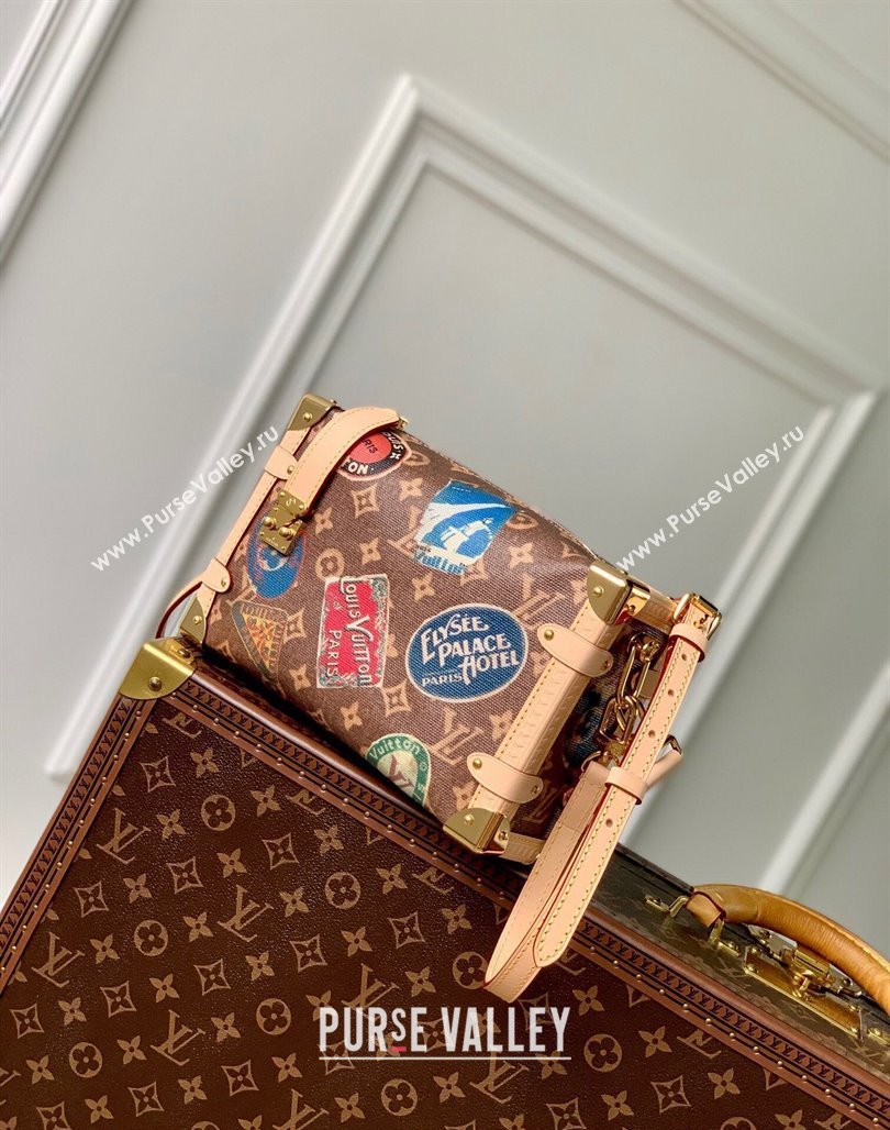 Louis Vuitton Side Trunk MM bag in Monogram Canvas with Vintage Hotel Labels M47085 2024 (KI-240521020)