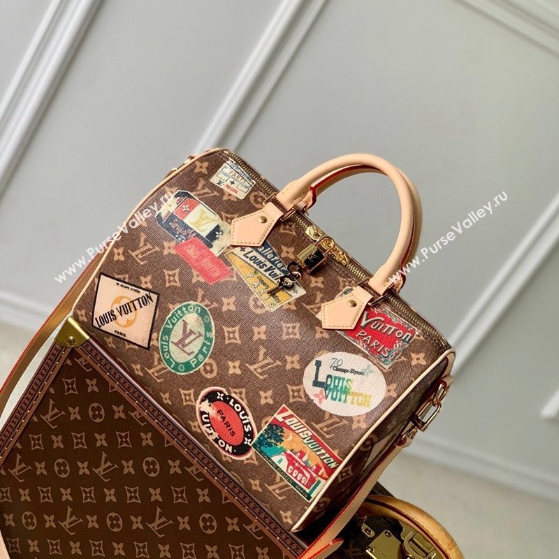 Louis Vuitton Speedy Bandouliere 30 bag in Monogram Canvas with Vintage Hotel Labels M47087 2024 (KI-240521021)