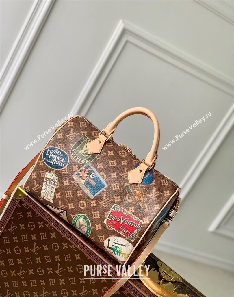 Louis Vuitton Speedy Bandouliere 30 bag in Monogram Canvas with Vintage Hotel Labels M47087 2024 (KI-240521021)