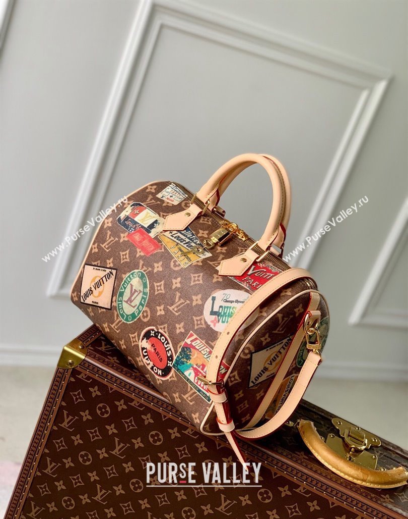 Louis Vuitton Speedy Bandouliere 30 bag in Monogram Canvas with Vintage Hotel Labels M47087 2024 (KI-240521021)