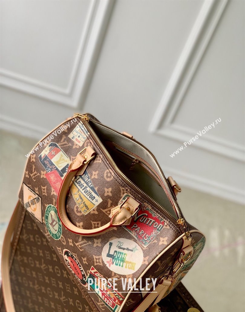 Louis Vuitton Speedy Bandouliere 30 bag in Monogram Canvas with Vintage Hotel Labels M47087 2024 (KI-240521021)