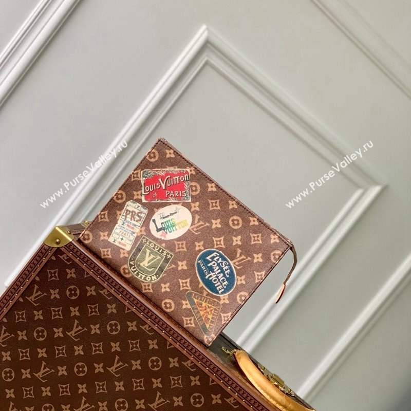 Louis Vuitton Toilet Pouch in Monogram Canvas with Vintage Hotel Labels M83487 2024 (KI-240521022)