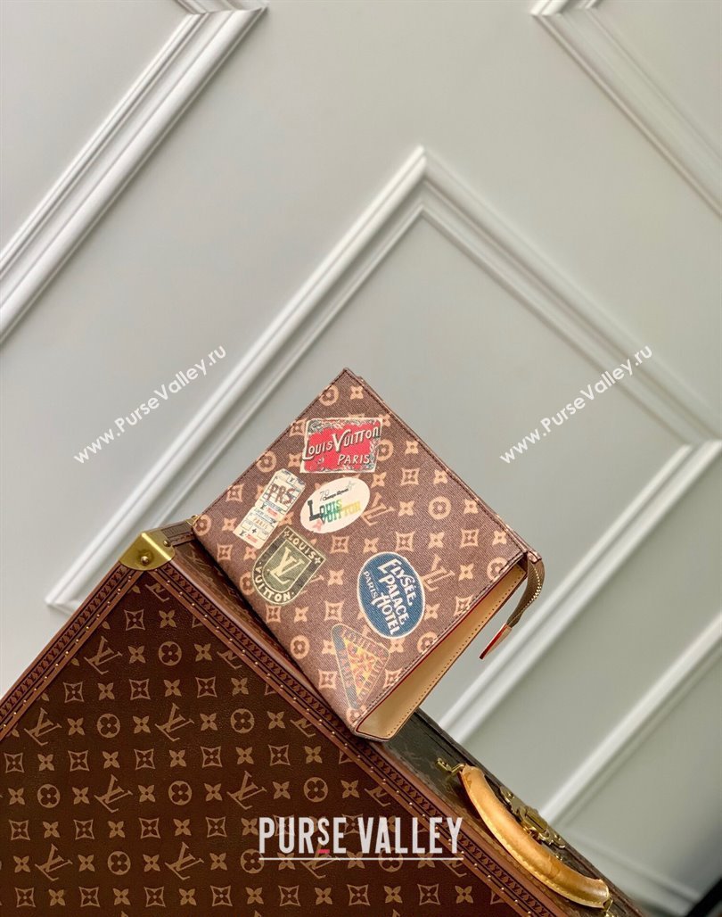 Louis Vuitton Toilet Pouch in Monogram Canvas with Vintage Hotel Labels M83487 2024 (KI-240521022)