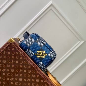 Louis Vuitton Locker Dopp Kit Clutch in Damier Heritage Canvas N40747 Blue 2024 (KI-240520030)