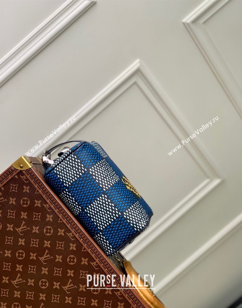 Louis Vuitton Locker Dopp Kit Clutch in Damier Heritage Canvas N40747 Blue 2024 (KI-240520030)