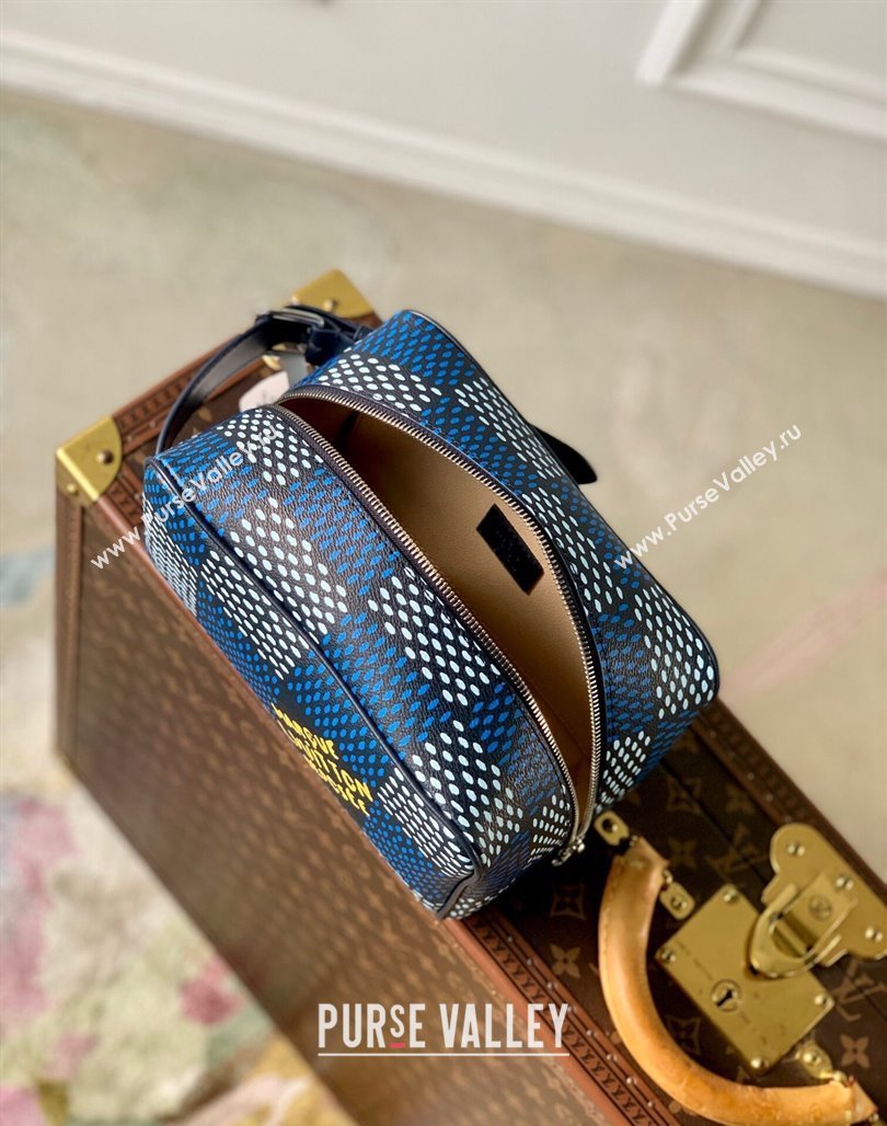 Louis Vuitton Locker Dopp Kit Clutch in Damier Heritage Canvas N40747 Blue 2024 (KI-240520030)