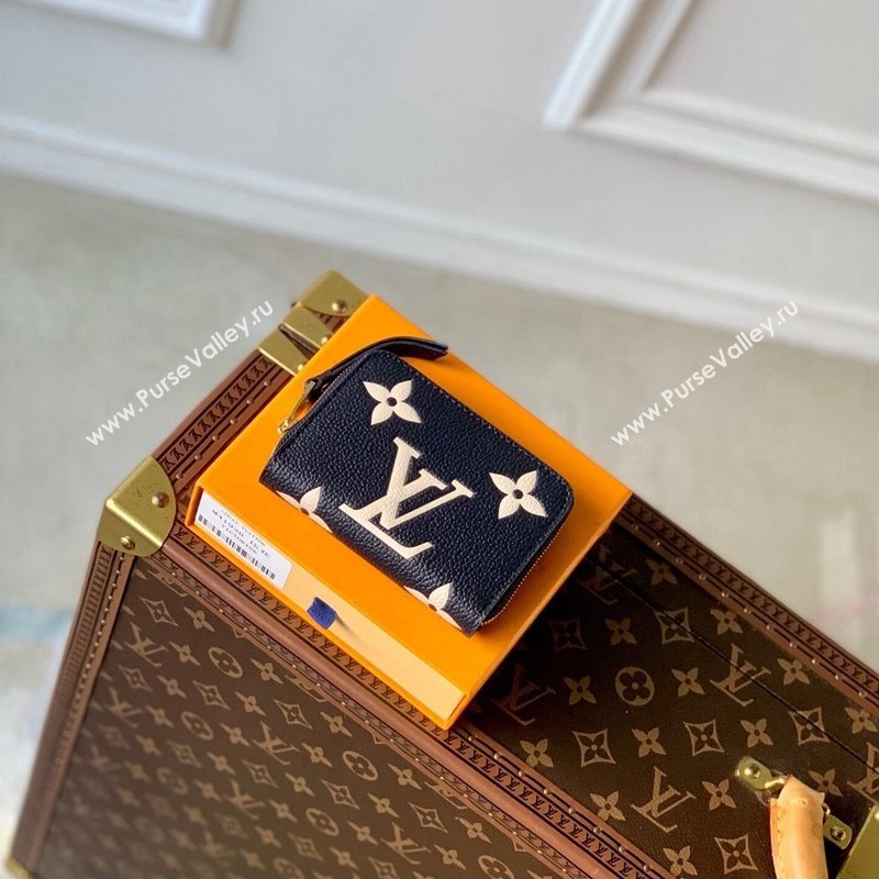 Louis Vuitton Zippy Coin Purse Wallet in Bicolor Monogram Empreinte Leather M83606 Navy Blue /Cream White 2024 (KI-240520087)