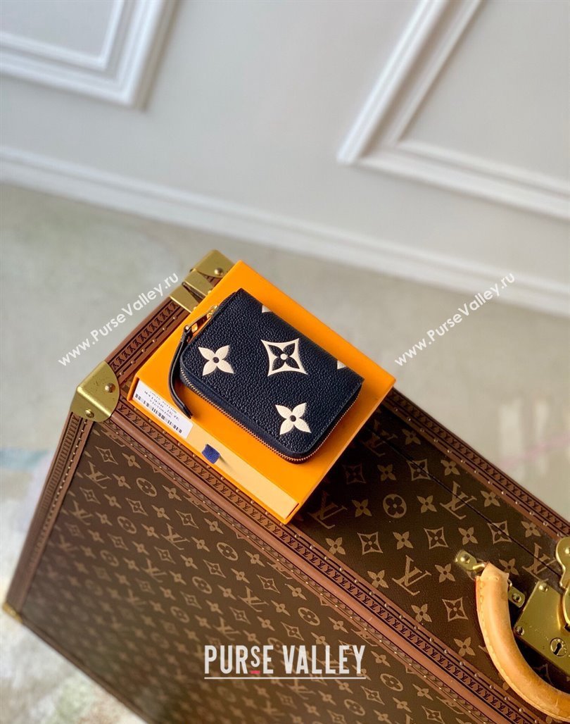 Louis Vuitton Zippy Coin Purse Wallet in Bicolor Monogram Empreinte Leather M83606 Navy Blue /Cream White 2024 (KI-240520087)