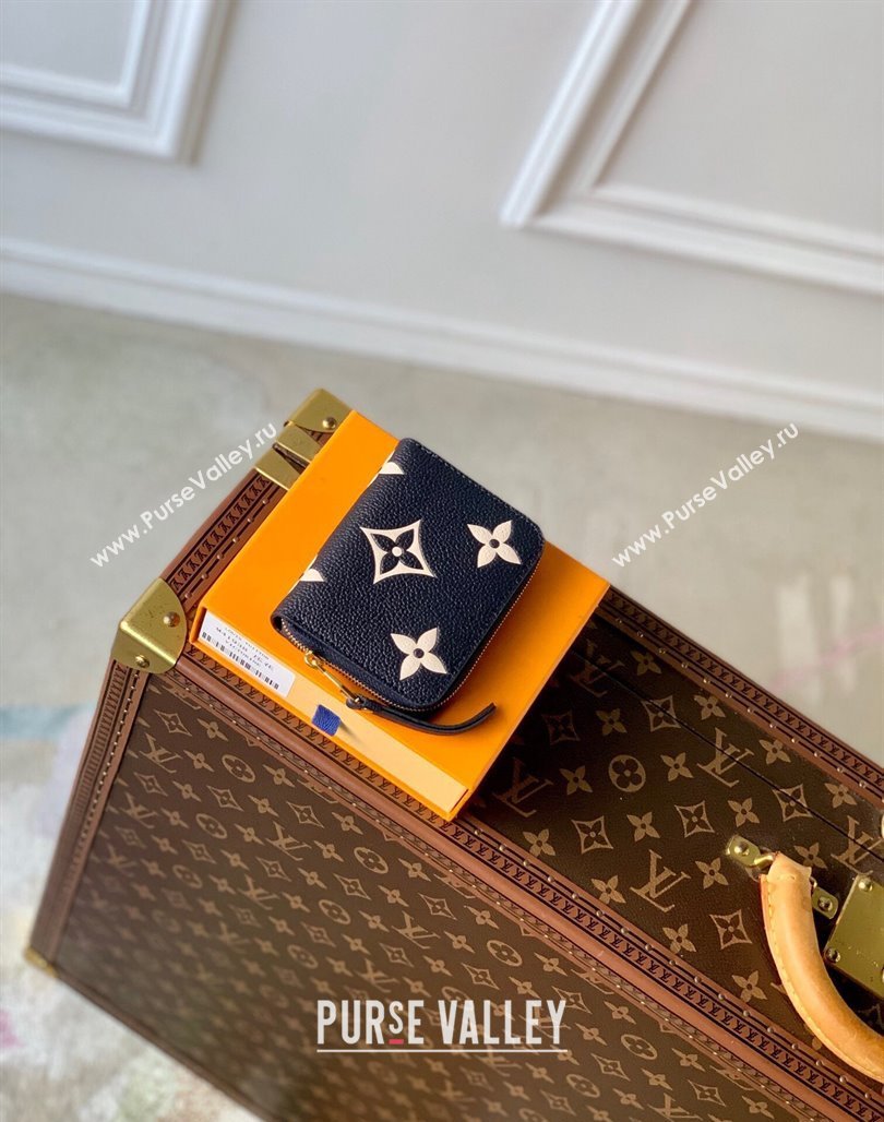 Louis Vuitton Zippy Coin Purse Wallet in Bicolor Monogram Empreinte Leather M83606 Navy Blue /Cream White 2024 (KI-240520087)