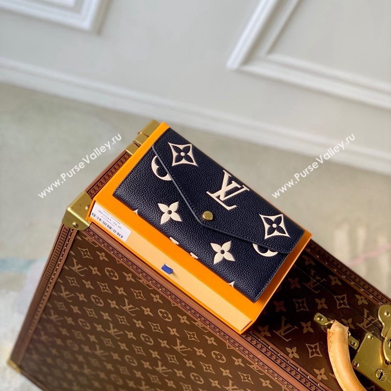 Louis Vuitton Sarah Wallet in Bicolor Monogram Empreinte Leather M81049 Navy Blue /Cream White 2024 (KI-240520089)