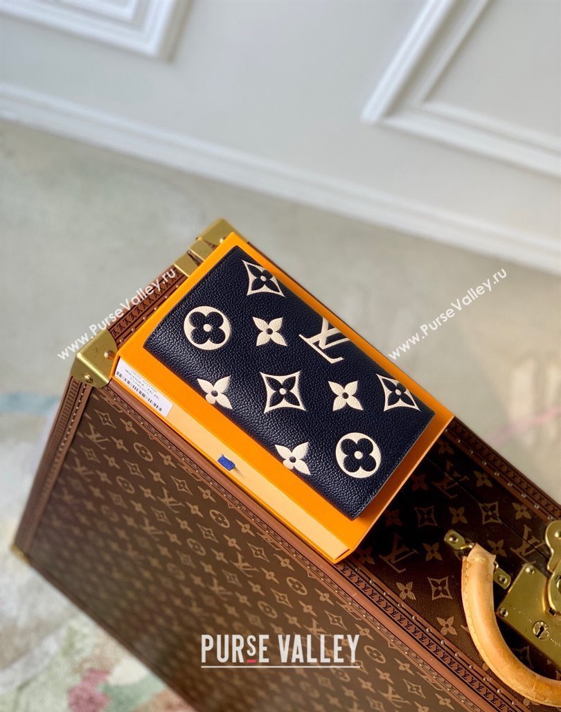 Louis Vuitton Sarah Wallet in Bicolor Monogram Empreinte Leather M81049 Navy Blue /Cream White 2024 (KI-240520089)