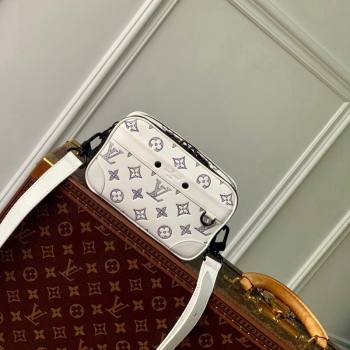 Louis Vuitton Alpha Wearable Wallet Mini bag in Monogram Shadow Calfskin M83383 White/Navy Blue 2024 (KI-240520031)