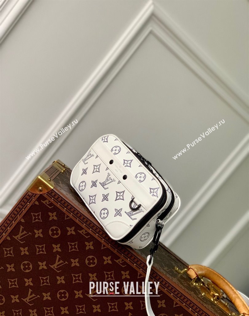 Louis Vuitton Alpha Wearable Wallet Mini bag in Monogram Shadow Calfskin M83383 White/Navy Blue 2024 (KI-240520031)