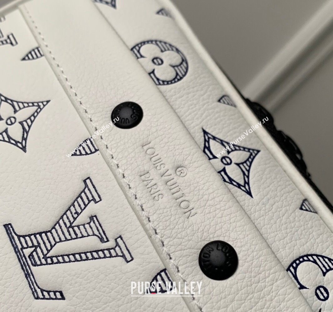 Louis Vuitton Alpha Wearable Wallet Mini bag in Monogram Shadow Calfskin M83383 White/Navy Blue 2024 (KI-240520031)