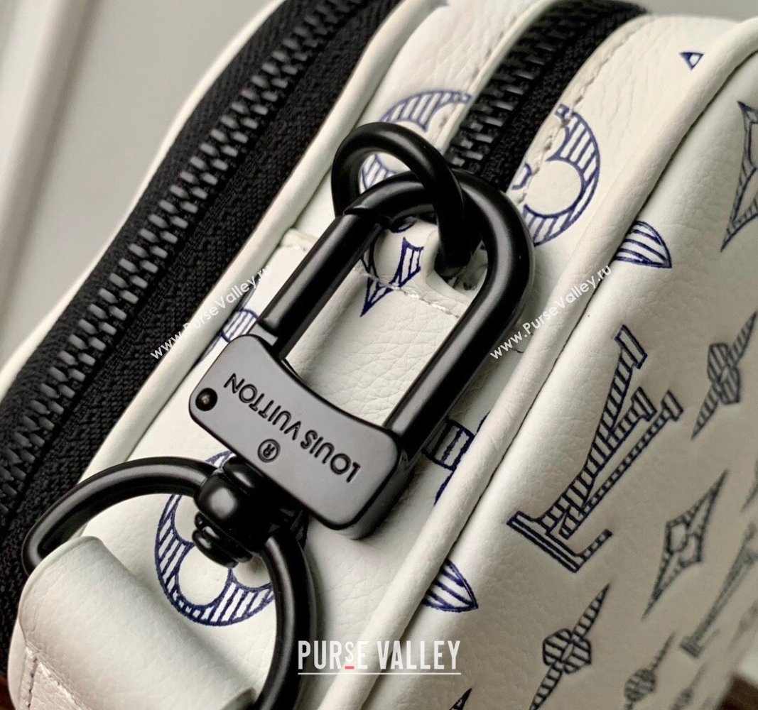 Louis Vuitton Alpha Wearable Wallet Mini bag in Monogram Shadow Calfskin M83383 White/Navy Blue 2024 (KI-240520031)