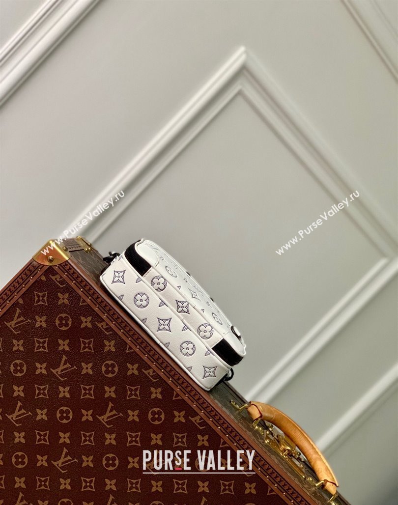 Louis Vuitton Alpha Wearable Wallet Mini bag in Monogram Shadow Calfskin M83383 White/Navy Blue 2024 (KI-240520031)