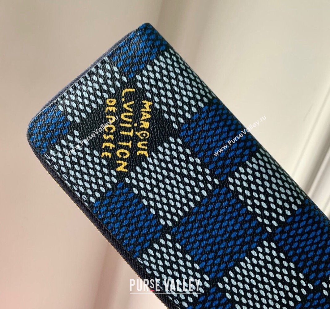 Louis Vuitton Zippy Vertical Wallet in Damier Heritage Canvas N40675 Blue 2024 (KI-240520001)