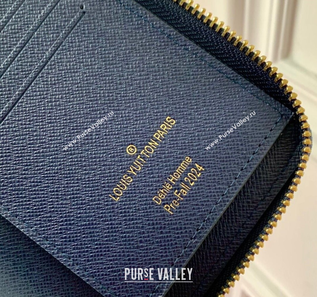 Louis Vuitton Zippy Vertical Wallet in Damier Heritage Canvas N40675 Blue 2024 (KI-240520001)