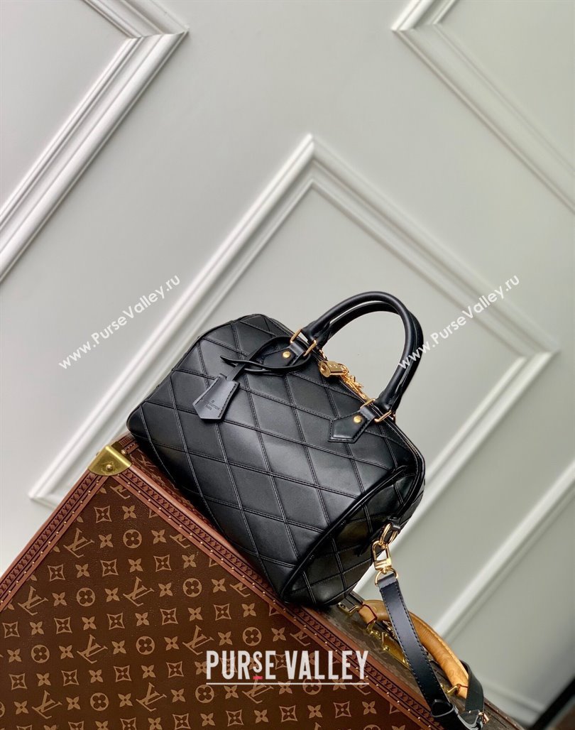 Louis Vuitton Speedy Bandouliere 25 Bag in Quilted Lambskin M24206 Black 2024 (KI-240521047)