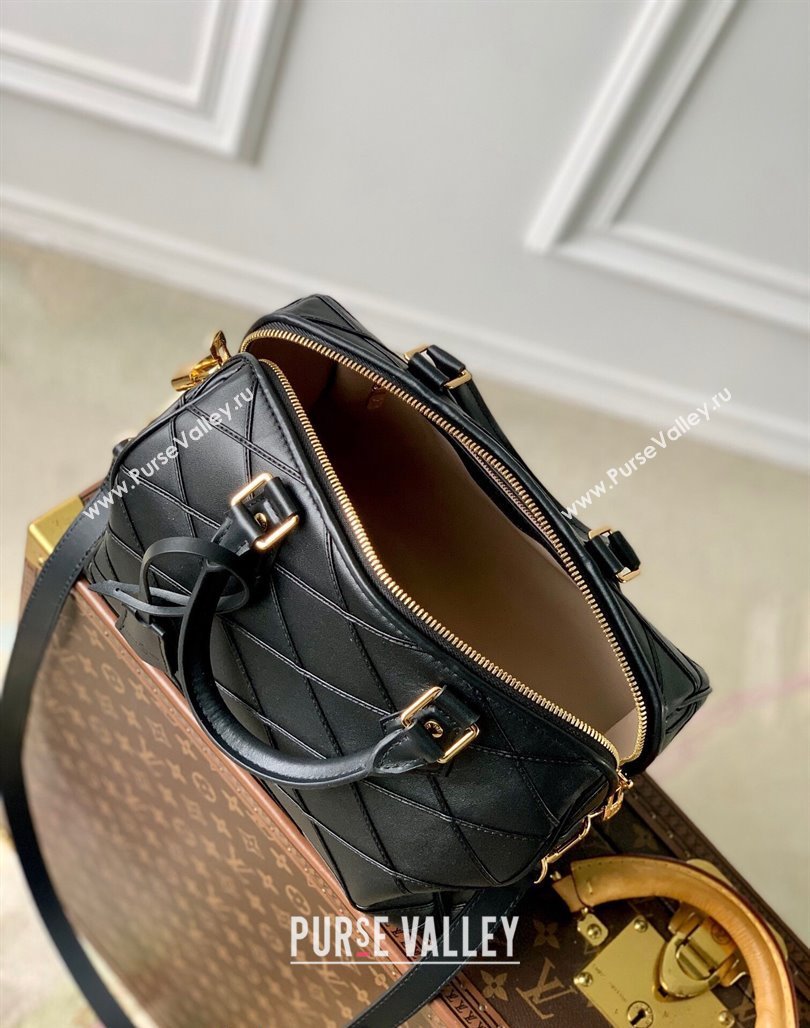 Louis Vuitton Speedy Bandouliere 25 Bag in Quilted Lambskin M24206 Black 2024 (KI-240521047)