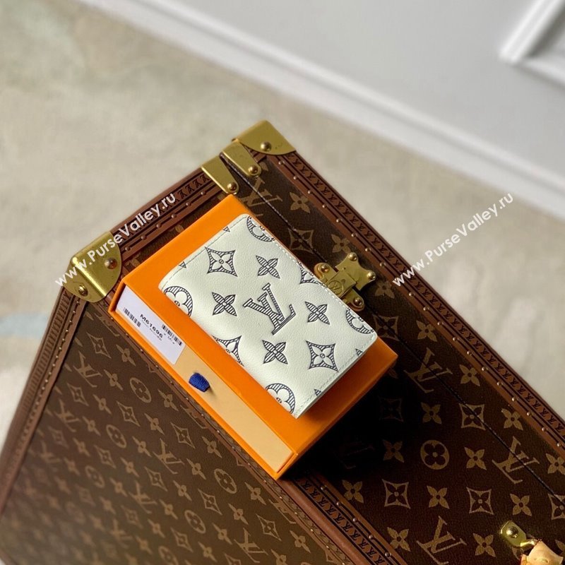 Louis Vuitton Pocket Organizer Wallet in Monogram Shadow Calfskin M83377 White 2024 (KI-240520007)