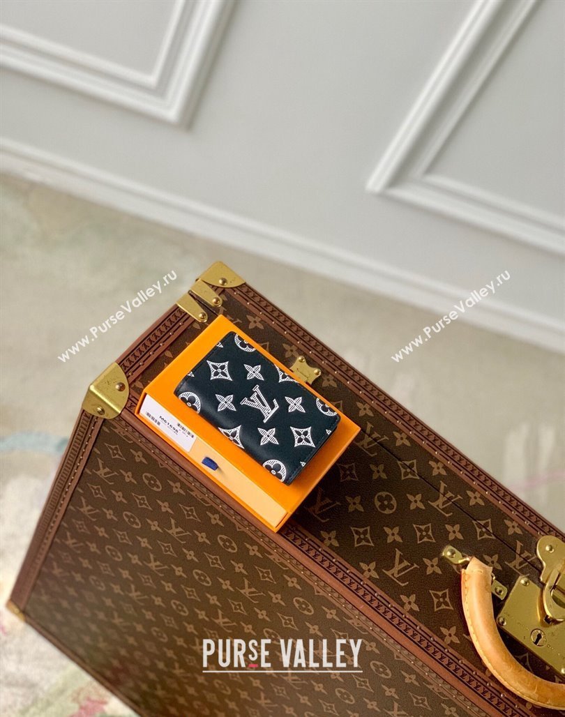 Louis Vuitton Pocket Organizer Wallet in Monogram Shadow Calfskin M83377 Ink Blue 2024 (KI-240520008)