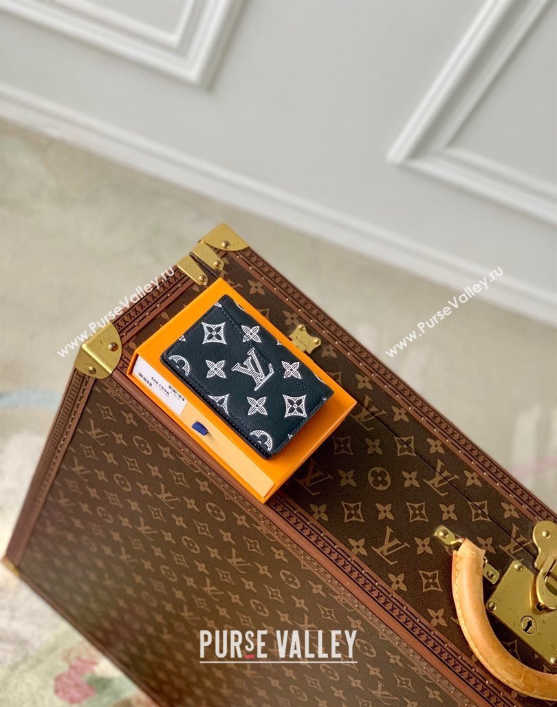 Louis Vuitton Pocket Organizer Wallet in Monogram Shadow Calfskin M83377 Ink Blue 2024 (KI-240520008)