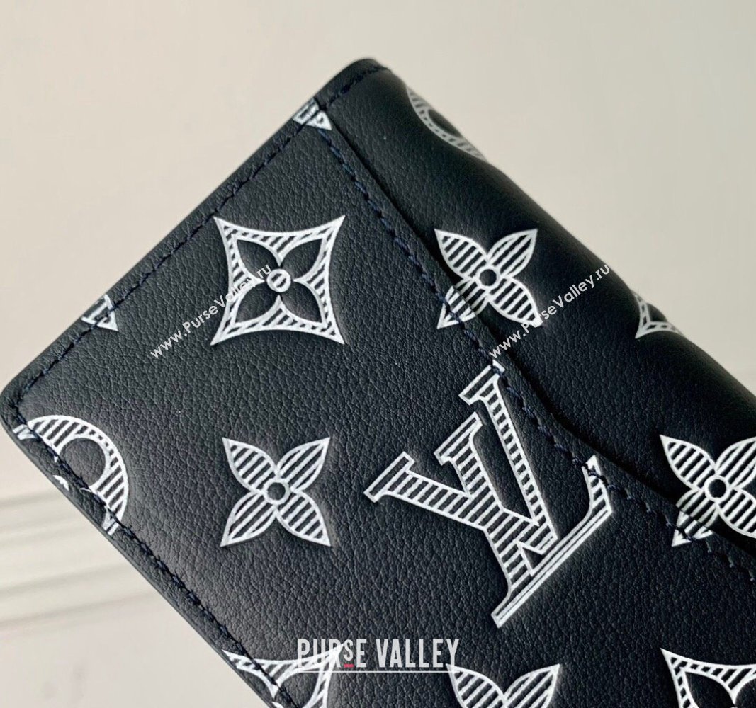 Louis Vuitton Pocket Organizer Wallet in Monogram Shadow Calfskin M83377 Ink Blue 2024 (KI-240520008)