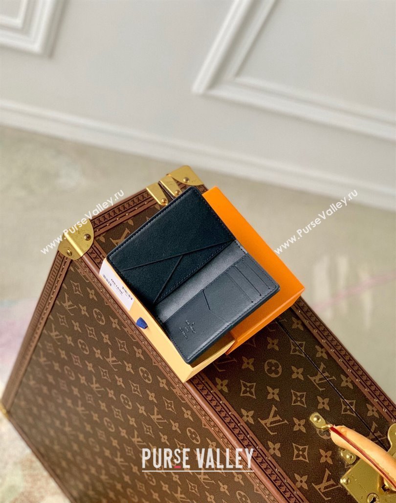 Louis Vuitton Pocket Organizer Wallet in Monogram Shadow Calfskin M83377 Ink Blue 2024 (KI-240520008)