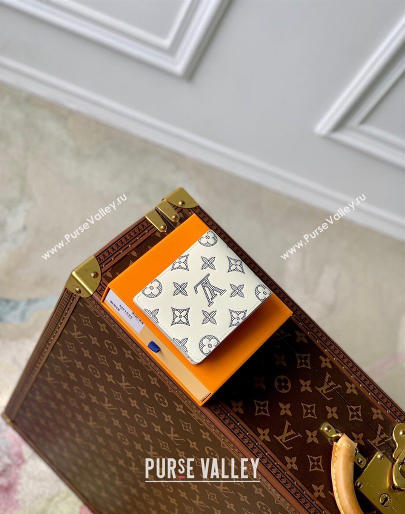 Louis Vuitton Multiple Wallet in Monogram Shadow Calfskin M83380 White 2024 (KI-240520009)