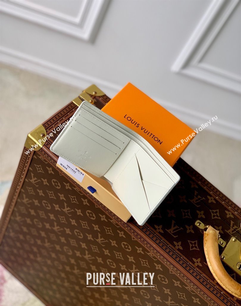 Louis Vuitton Multiple Wallet in Monogram Shadow Calfskin M83380 White 2024 (KI-240520009)