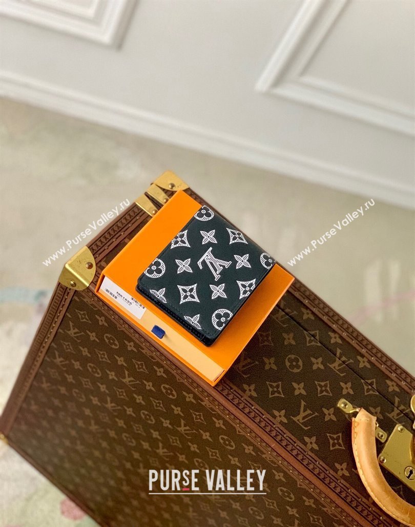 Louis Vuitton Multiple Wallet in Monogram Shadow Calfskin M83379 Ink Blue 2024 (KI-240520010)