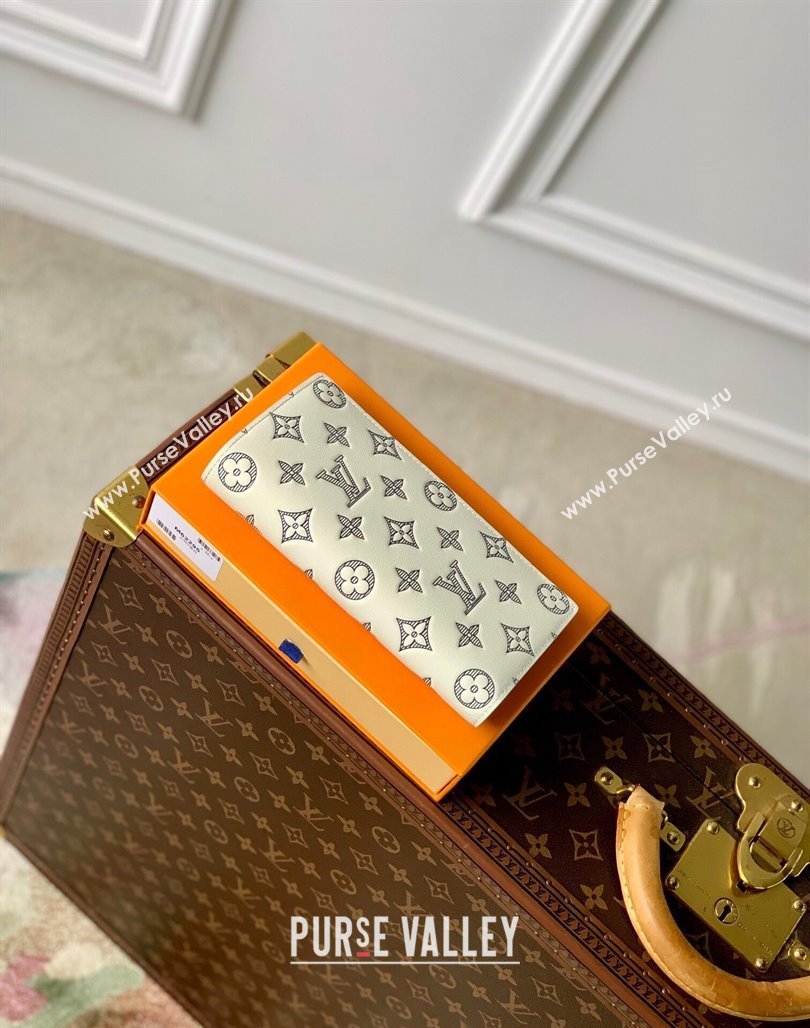 Louis Vuitton Brazza Wallet in Monogram Shadow Calfskin M61697 White 2024 (KI-240520011)