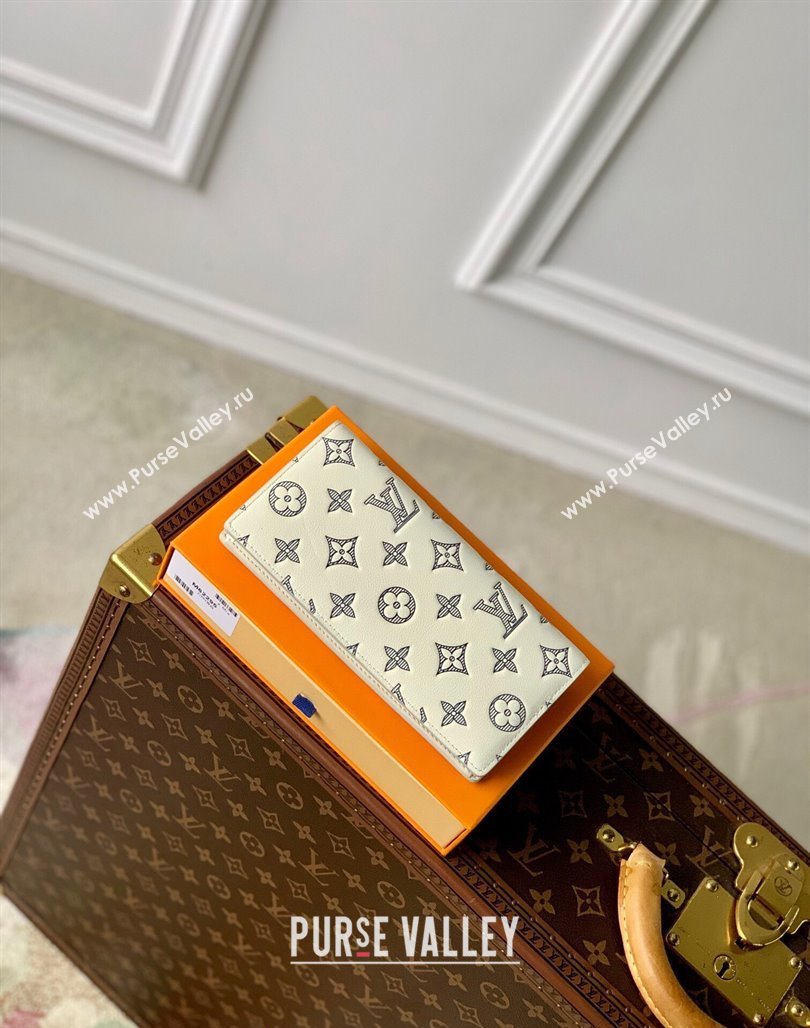 Louis Vuitton Brazza Wallet in Monogram Shadow Calfskin M61697 White 2024 (KI-240520011)