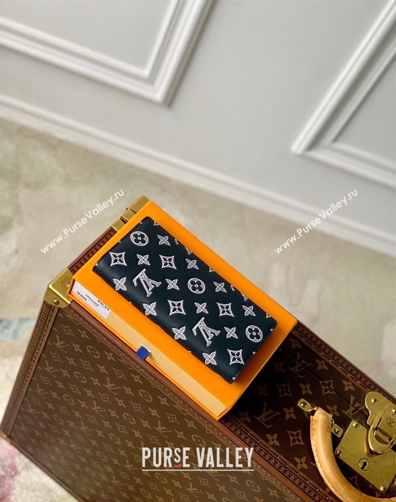 Louis Vuitton Brazza Wallet in Monogram Shadow Calfskin M61697 Ink Blue 2024 (KI-240520012)