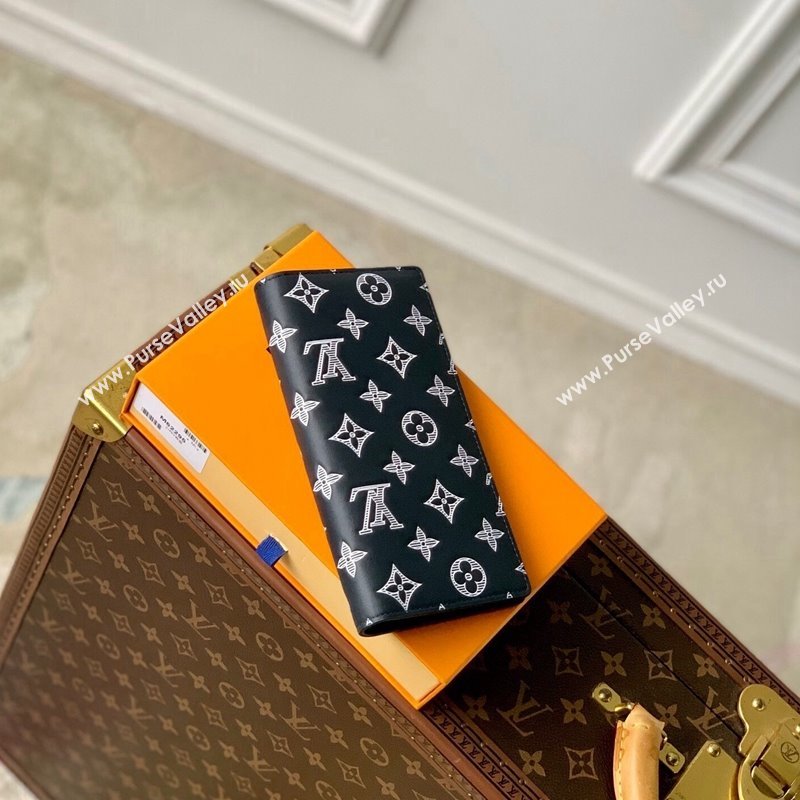 Louis Vuitton Brazza Wallet in Monogram Shadow Calfskin M61697 Ink Blue 2024 (KI-240520012)