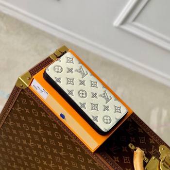 Louis Vuitton Zippy Vertical Wallet in Monogram Shadow Calfskin M83381 White 2024 (KI-240520013)