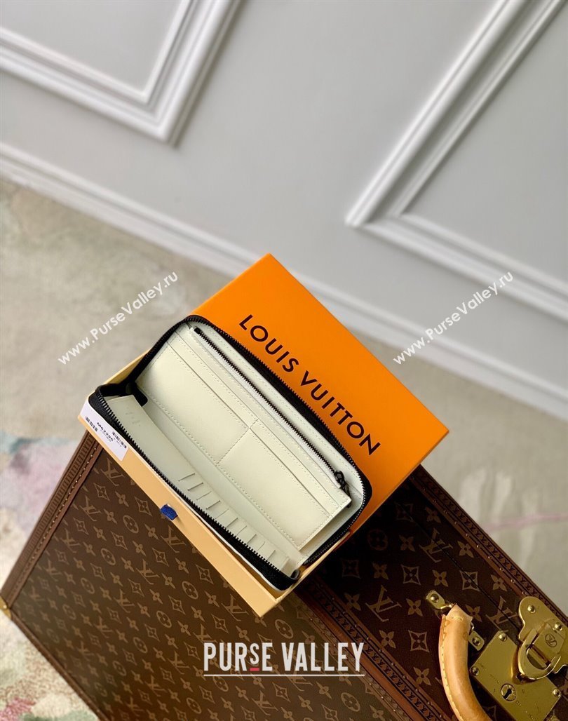 Louis Vuitton Zippy Vertical Wallet in Monogram Shadow Calfskin M83381 White 2024 (KI-240520013)