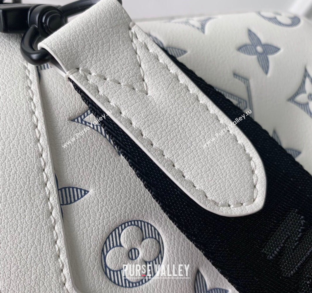 Louis Vuitton Trio Messenger bag in Monogram Shadow Calfskin M24754 White/Navy Blue 2024 (KI-240520018)