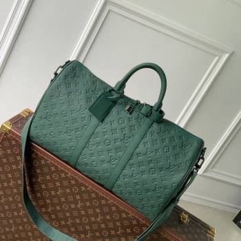 Louis Vuitton Keepall Bandouliere 50 Travel bag in Forest Green Taurillon Monogram Leather M24440 2024 (KI-240520036)