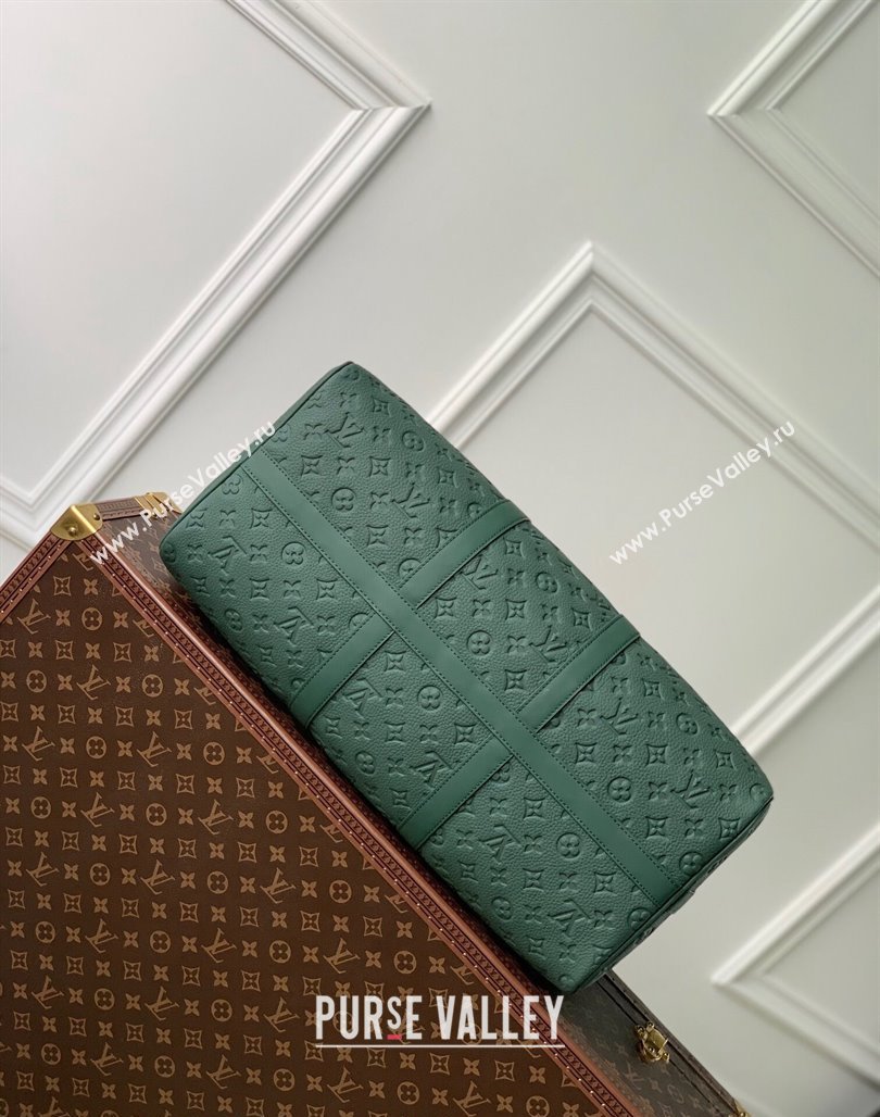 Louis Vuitton Keepall Bandouliere 50 Travel bag in Forest Green Taurillon Monogram Leather M24440 2024 (KI-240520036)