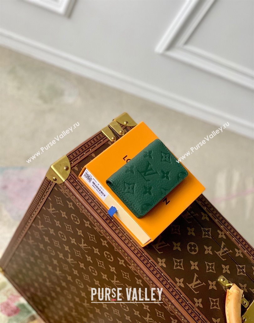 Louis Vuitton Pocket Organizer Wallet in Forest Green Taurillon Monogram Leather M83067 2024 (KI-240520039)